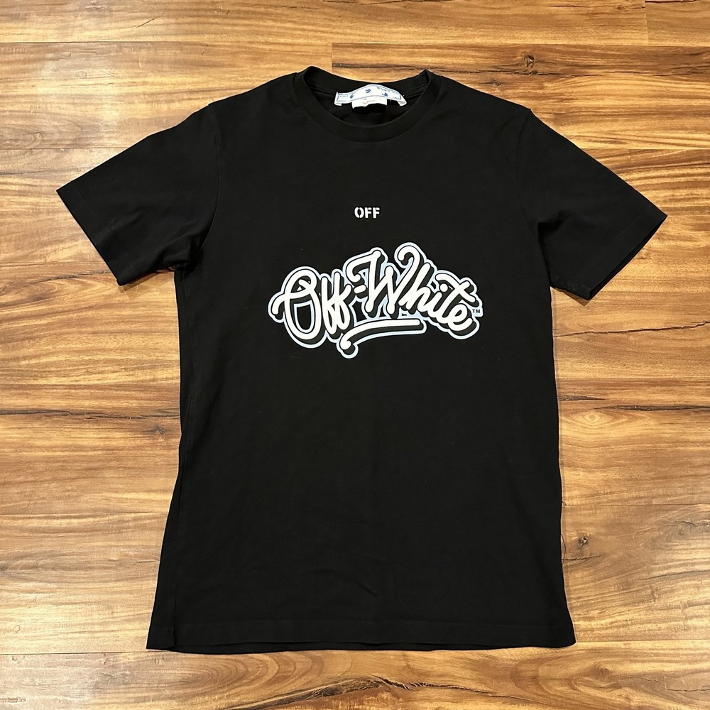 Off-White Shirt Mens Small Black Bulls Abloh Graphic Basketball Tee Streetwear
